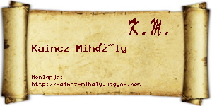 Kaincz Mihály névjegykártya